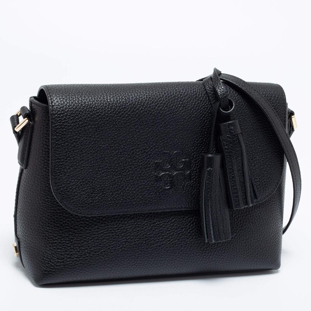 Tory Burch Black Leather Thea Flap Messenger Bag商品第3张图片规格展示