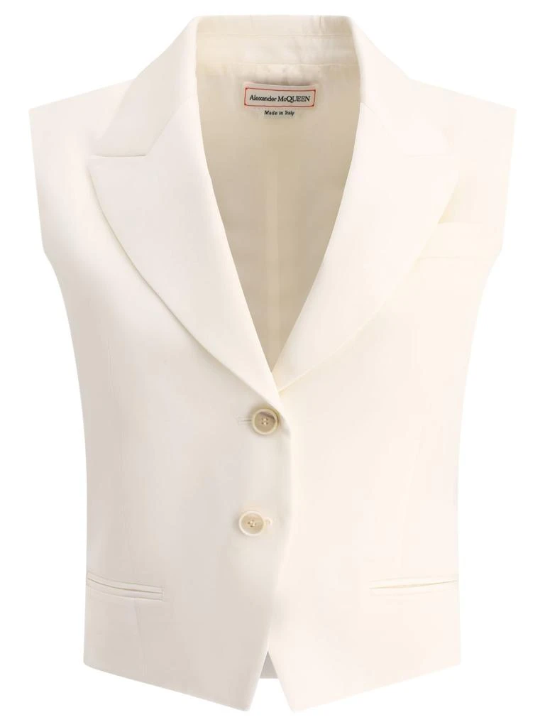 商品Alexander McQueen|Single-Breasted Vest Jackets White,价格¥3934,第1张图片