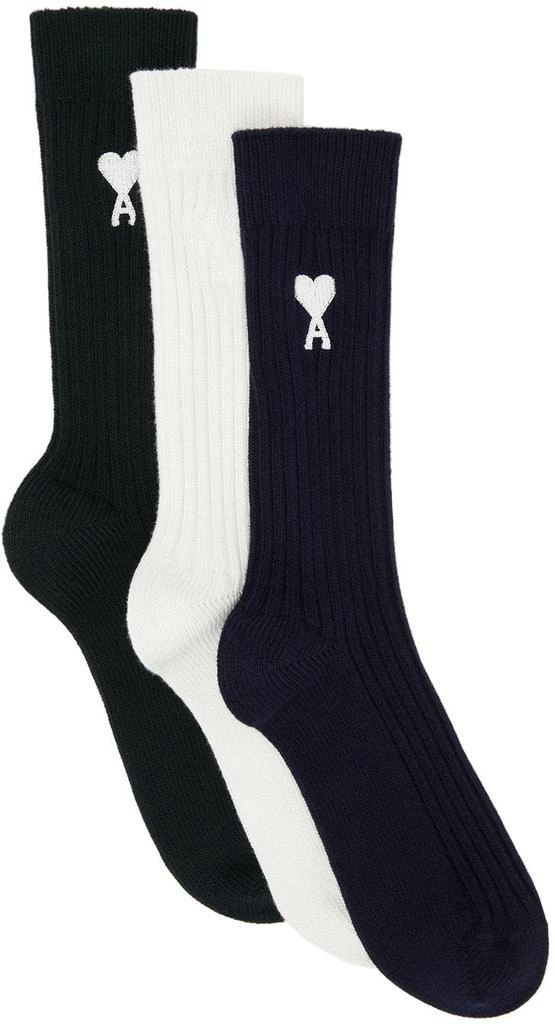 商品AMI|SSENSE Exclusive Three-Pack Multicolor Ami De Cœur Socks,价格¥797,第1张图片