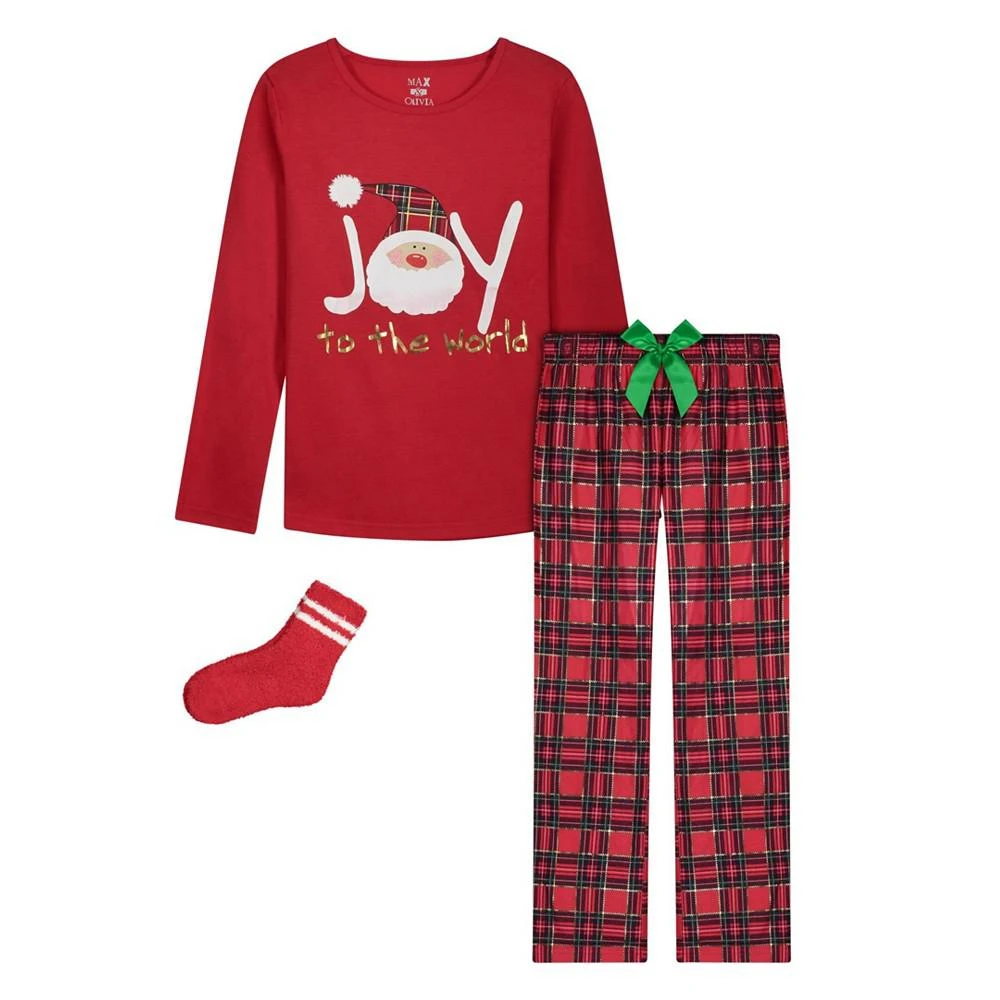 商品Max & Olivia|Big Girls 3 Piece Holiday Top, Pajama and Socks Set,价格¥157,第1张图片