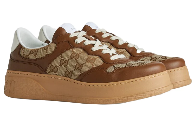 商品[国内直发] Gucci|古驰 Chunky B GG 圆头舒适 低帮 板鞋 男款 棕,价格¥5653,第3张图片详细描述