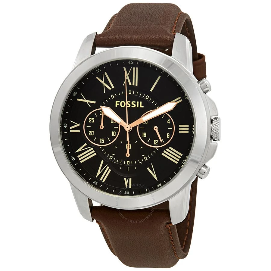 商品Fossil|Grant Chronograph Black Dial Brown Leather Men's Watch FS4813,价格¥581,第1张图片