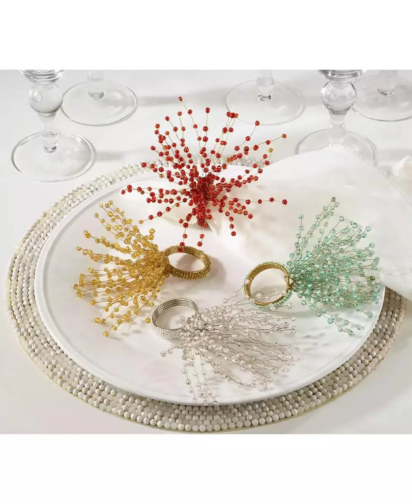 Beaded Spray Design Napkin Ring, Set of 4 商品