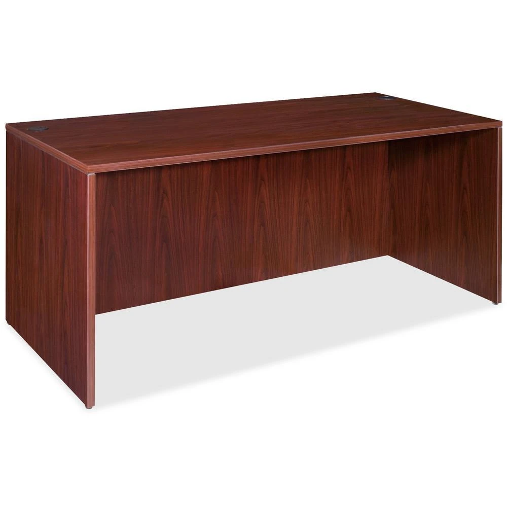 商品Lorell|Essentials Series Rectangular Desk Shell - 66.1" x 29.5" x 1" x 29.5" - Finish: Laminate, Mahogany - Grommet, Modesty Panel, Durable, Adjustable Feet,价格¥4258,第1张图片