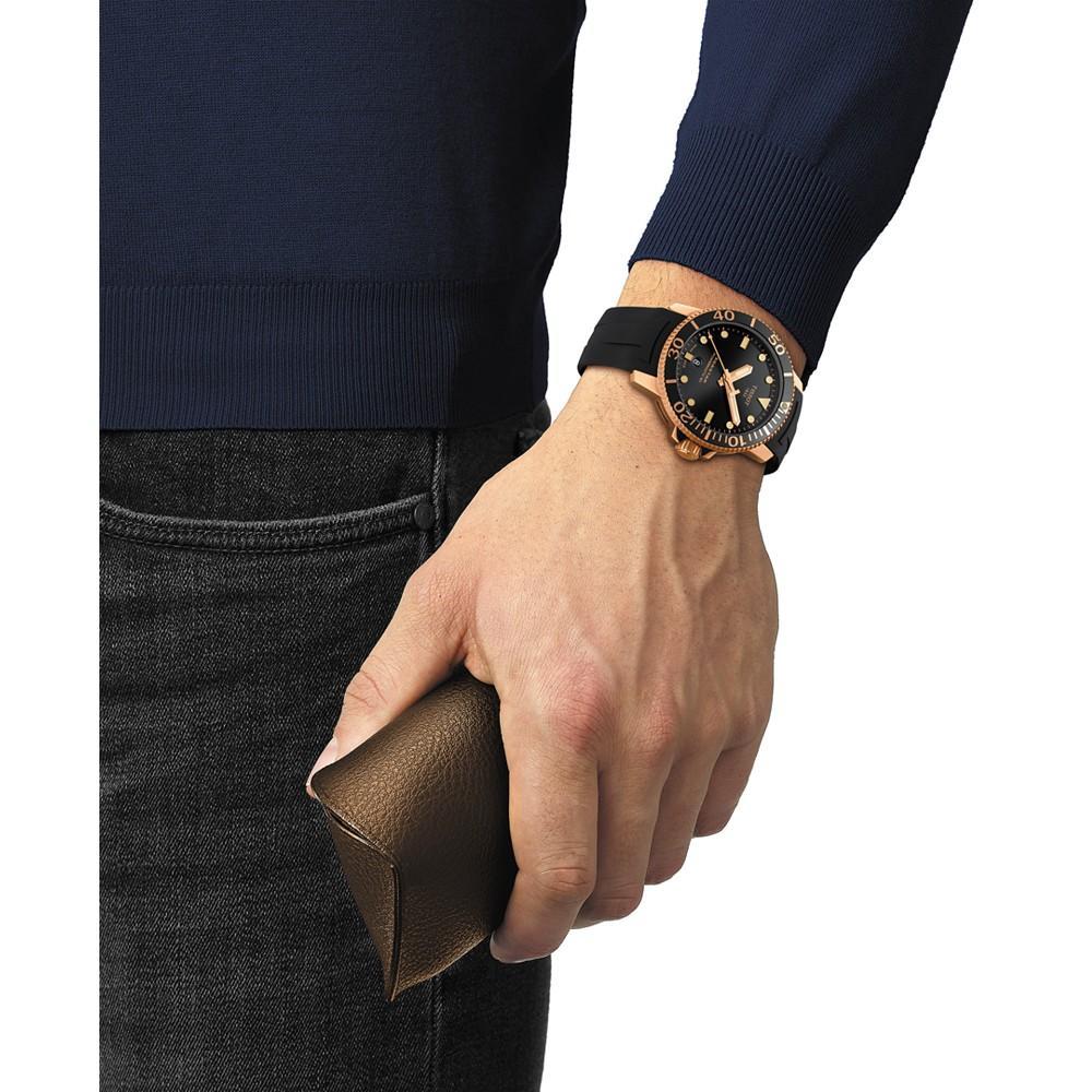 商品Tissot|Men's Swiss Automatic Seastar 1000 Powermatic 80 Black Rubber Strap Watch 43mm,价格¥5766,第4张图片详细描述