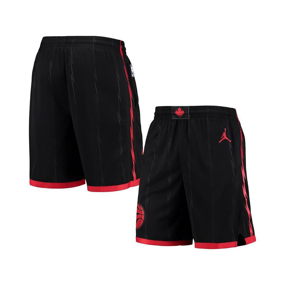 商品Jordan|Men's Black and Red Toronto Raptors 2020 and 21 Association Edition Performance Swingman Shorts,价格¥471,第1张图片