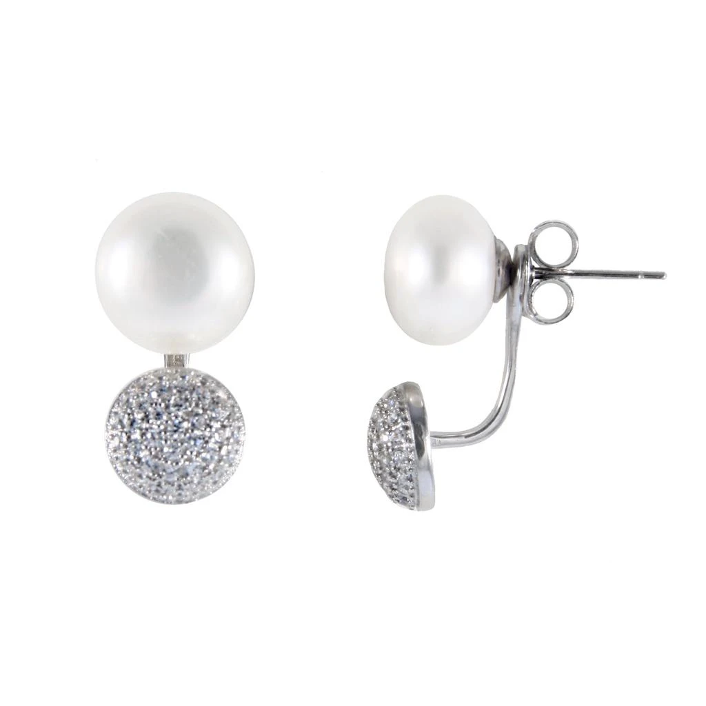 商品Splendid Pearls|CZ Earring Jackets With White Freshwater Pearls,价格¥217,第1张图片