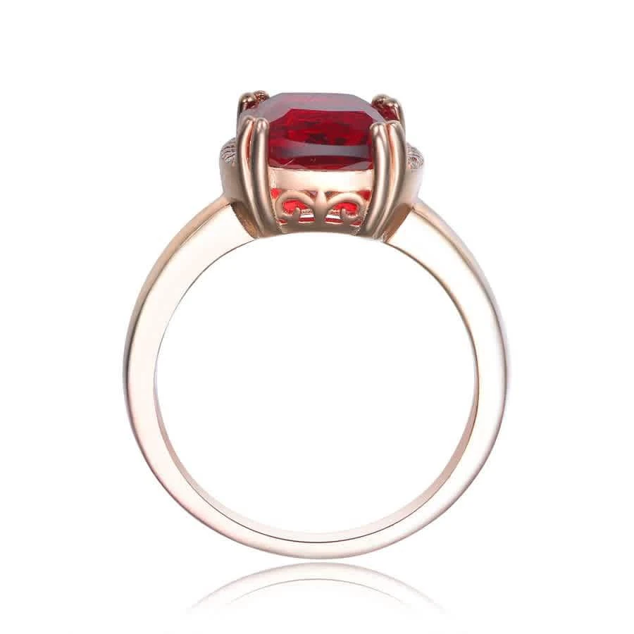 商品Megan Walford|Rose Over Sterling Silver Red Cubic Zirconia Ring,价格¥312,第2张图片详细描述