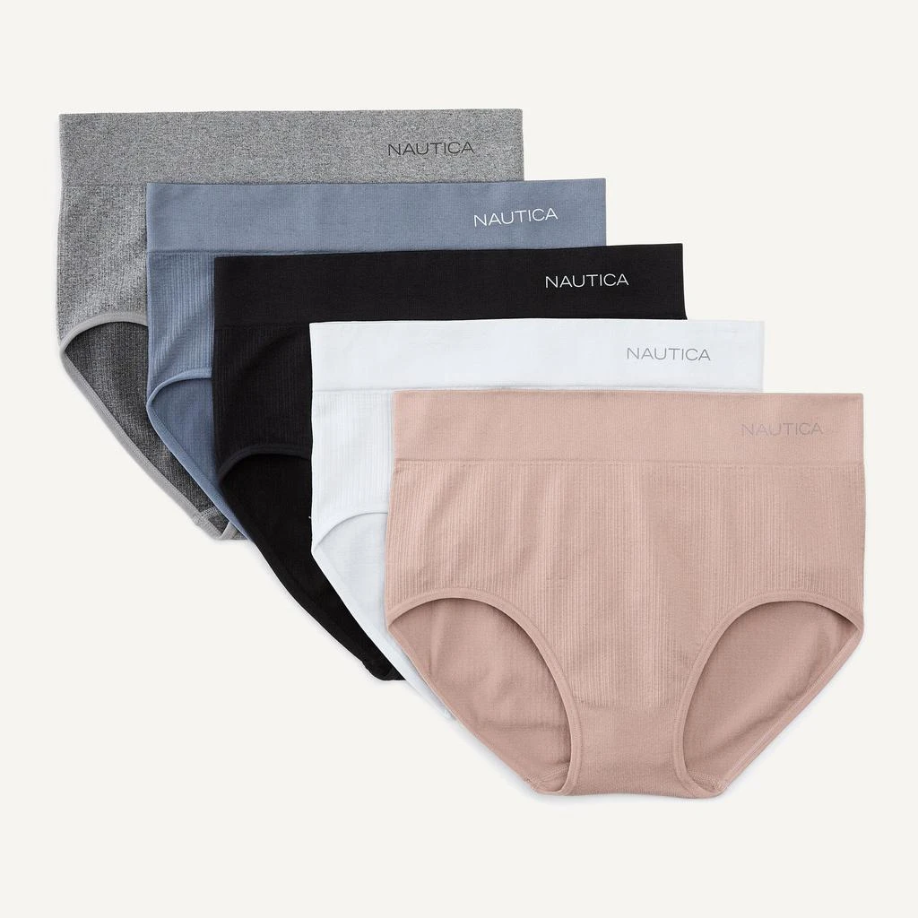 商品Nautica|Womens Seamless Ribbed Brief, 5-Pack,价格¥155,第1张图片