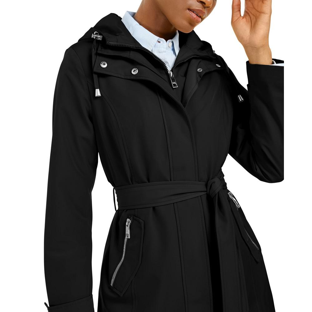 Women's Hooded Belted Water-Resistant Raincoat商品第3张图片规格展示