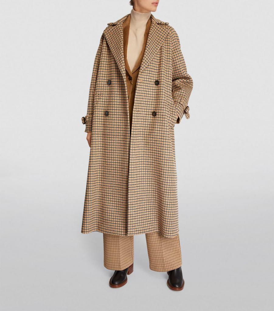 Wool Check Wrap-Around Coat商品第2张图片规格展示