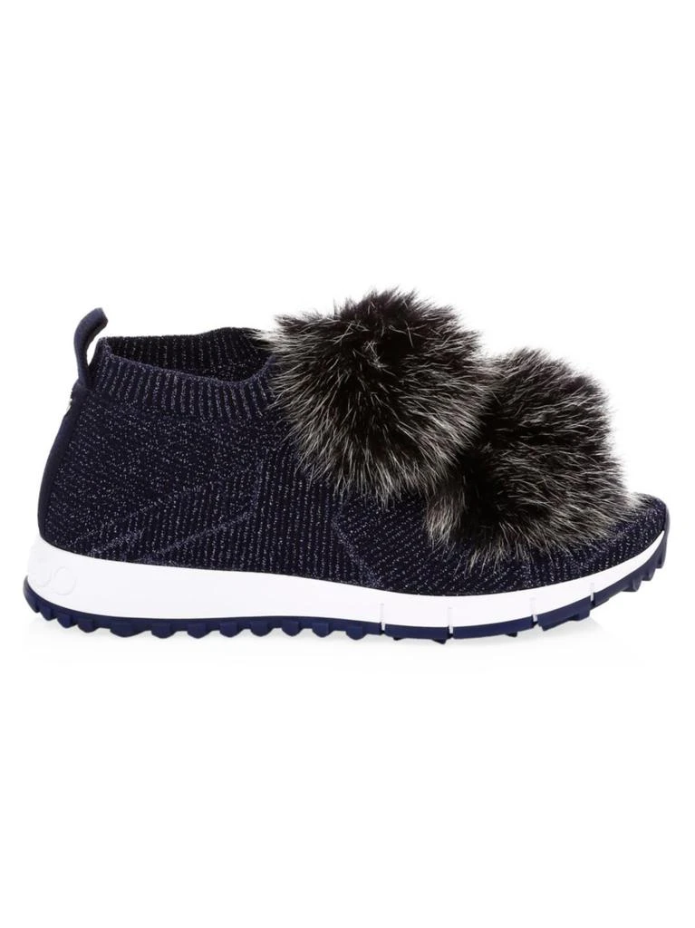 商品Jimmy Choo|Norway Fox Fur Pom-Pom Knit Sneakers,价格¥2623,第1张图片