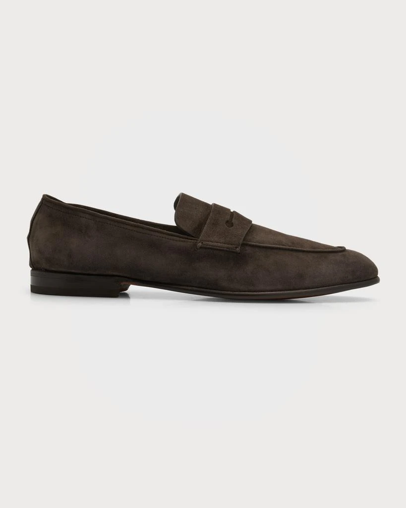 商品Zegna|Men's Lasola Suede-Leather Penny Loafers,价格¥7730,第1张图片