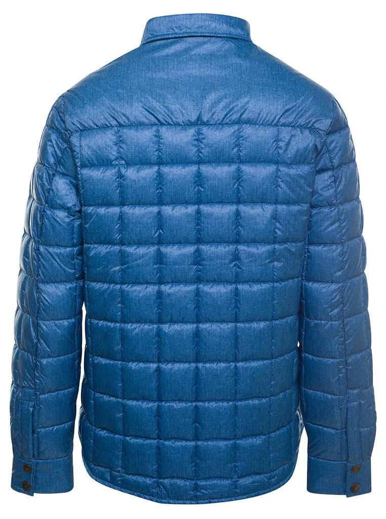 商品Save The Duck|Blue Quilted Down Jacket With Logo Patch In Denim Printed Nylon Man,价格¥1265,第2张图片详细描述