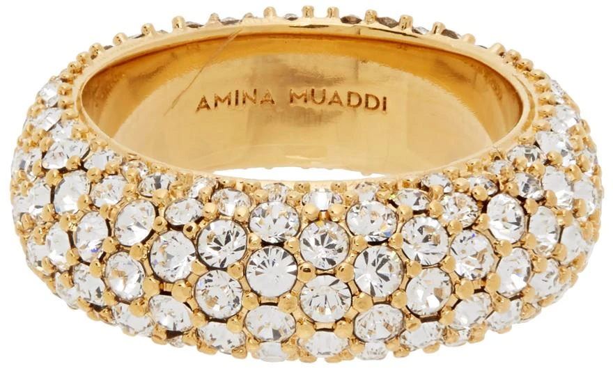 商品Amina Muaddi|Gold Crystal Cameron Ring,价格¥1795,第1张图片