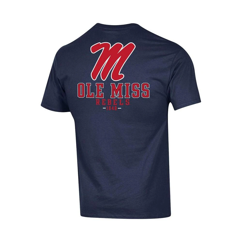商品CHAMPION|Men's Navy Ole Miss Rebels Stack 2-Hit T-shirt,价格¥256,第3张图片详细描述