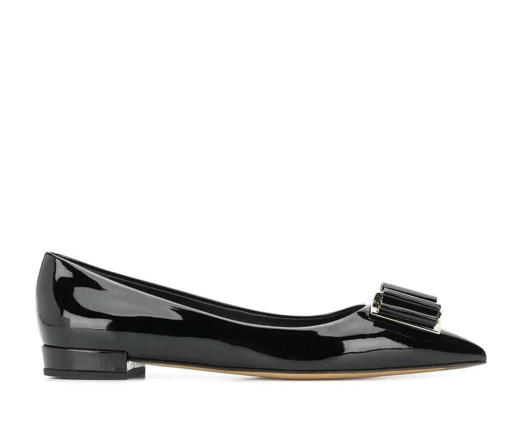 商品Salvatore Ferragamo|Black Patent Leather Double Bow Ballet Flats,价格¥3232,第1张图片