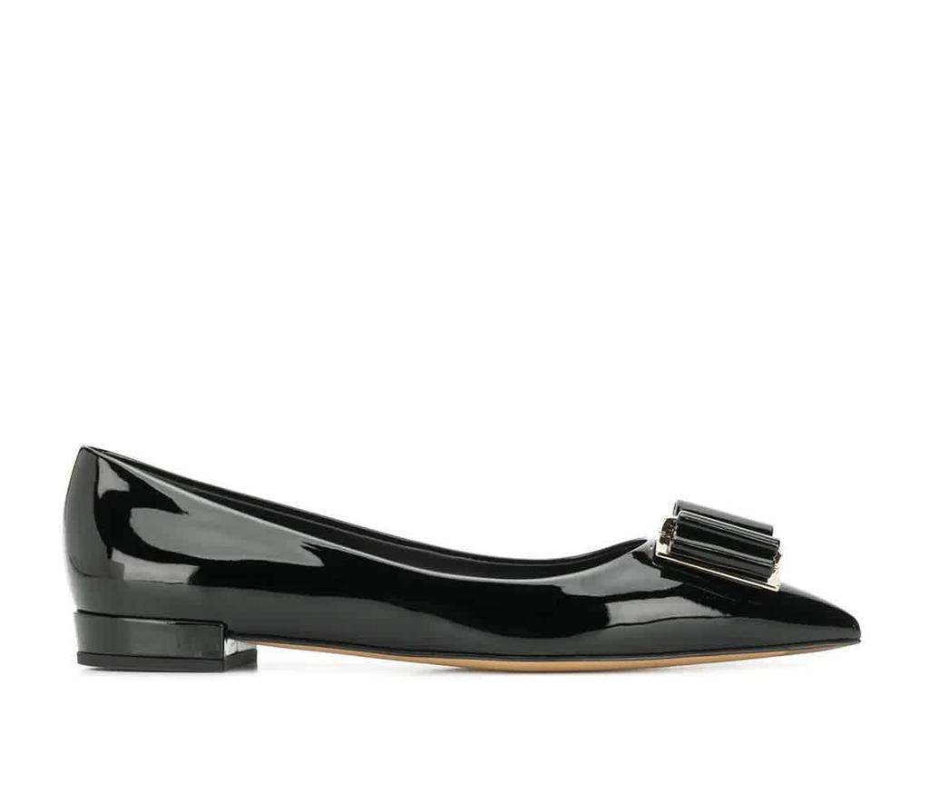 商品Salvatore Ferragamo|Black Patent Leather Double Bow Ballet Flats,价格¥3146,第1张图片