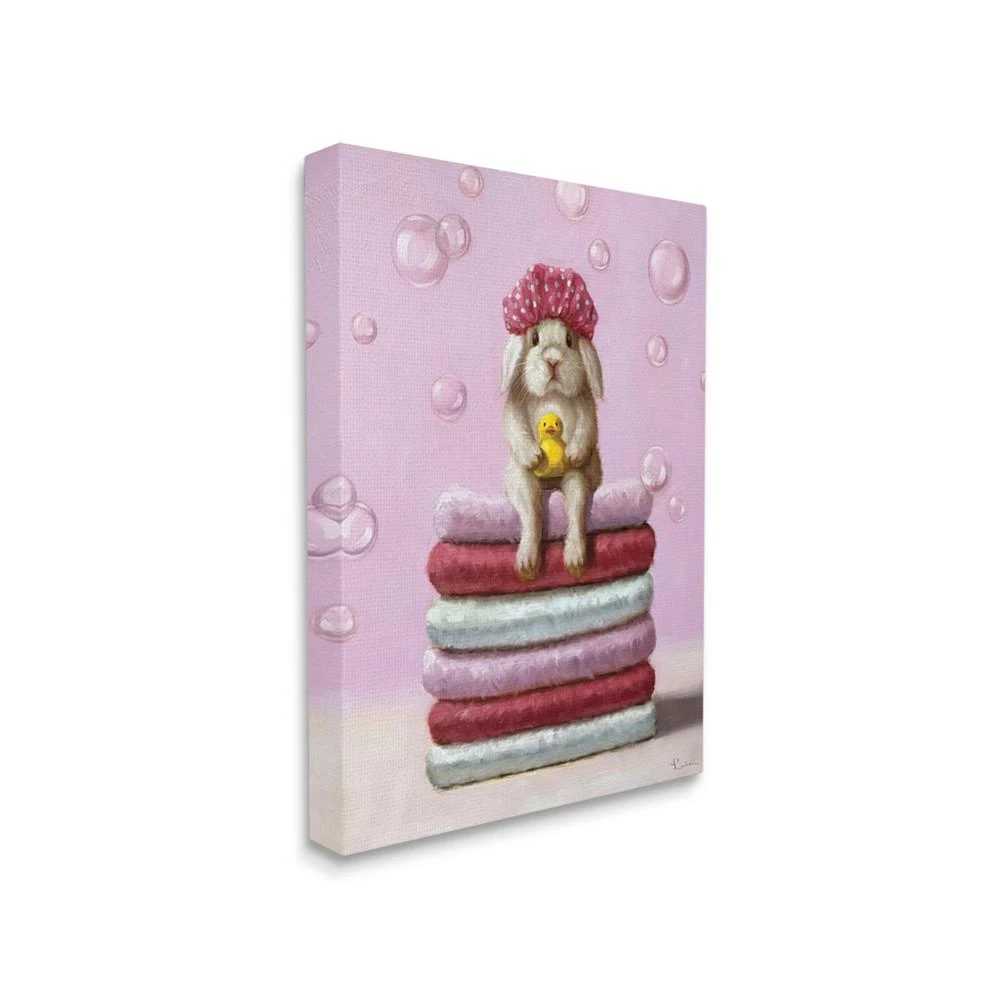 商品Stupell Industries|Cute Baby Rabbit on Bath Towels Soap Bubbles Art, 30" x 40",价格¥685,第1张图片