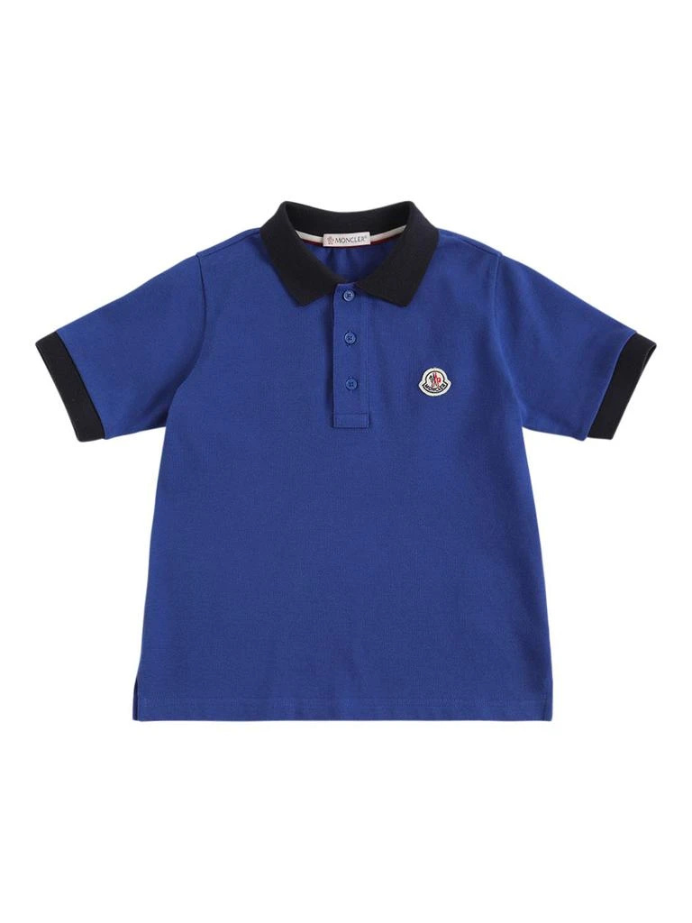 商品Moncler|Piqué Cotton Polo Shirt W/ Logo Patch,价格¥1110,第1张图片