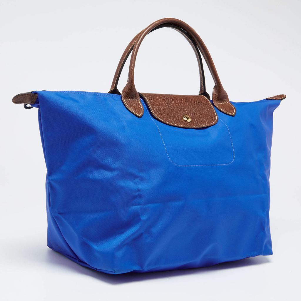 商品[二手商品] Longchamp|Longchamp Blue/Brown Nylon and Leather Le Pliage Tote,价格¥828,第5张图片详细描述