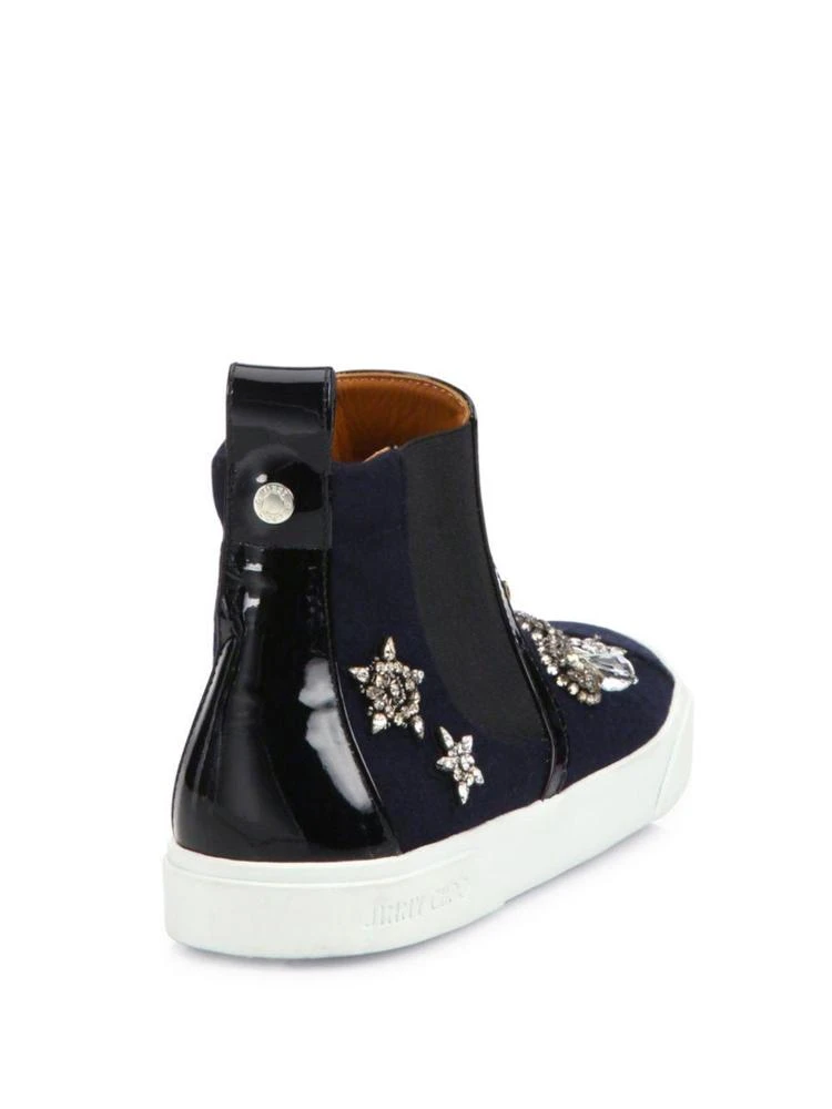 商品Jimmy Choo|Della Embellished Flannel High-Top Skate Sneakers,价格¥2983,第2张图片详细描述