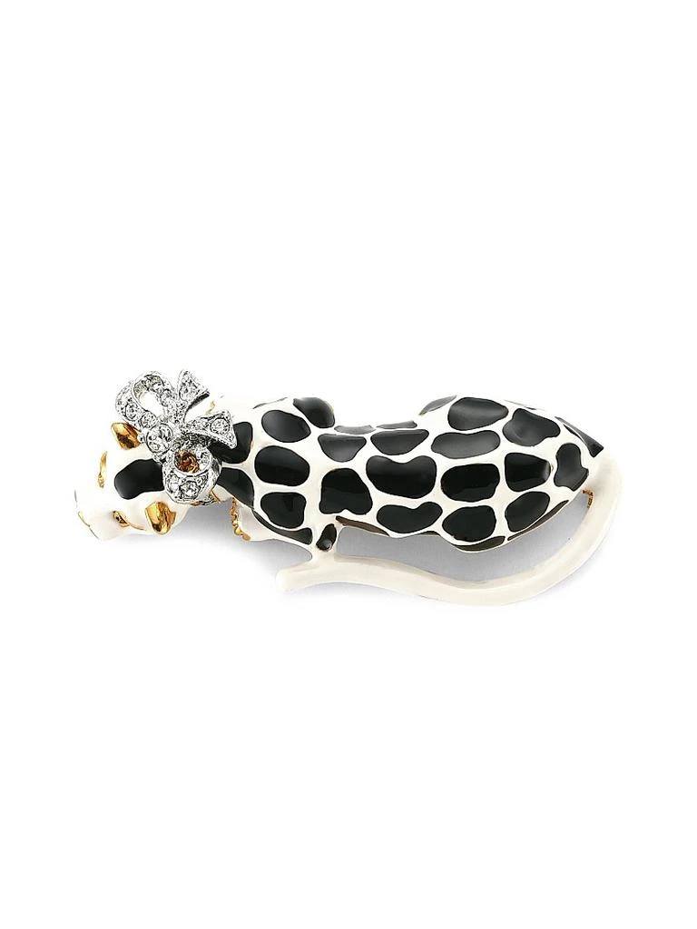 商品Kenneth Jay Lane|Black & White Enamel Crystal Bow Leopard Pin,价格¥851,第1张图片