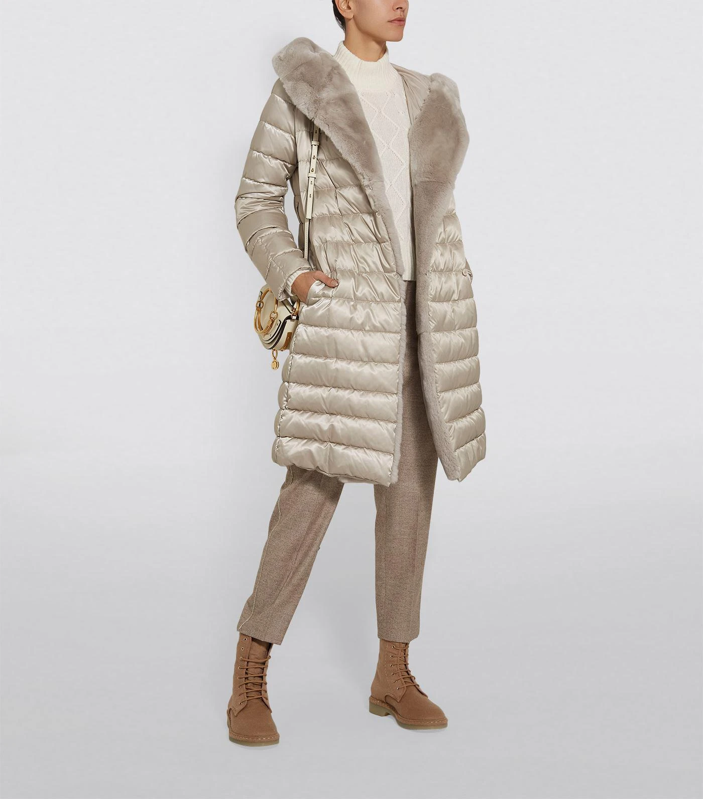 商品Max Mara|The Cube Fur Trim Coat,价格¥12314,第4张图片详细描述