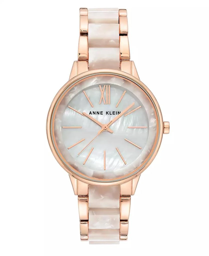 商品Anne Klein|Rose Gold-Tone and Pearlescent White Bracelet Watch 37mm,价格¥337,第1张图片