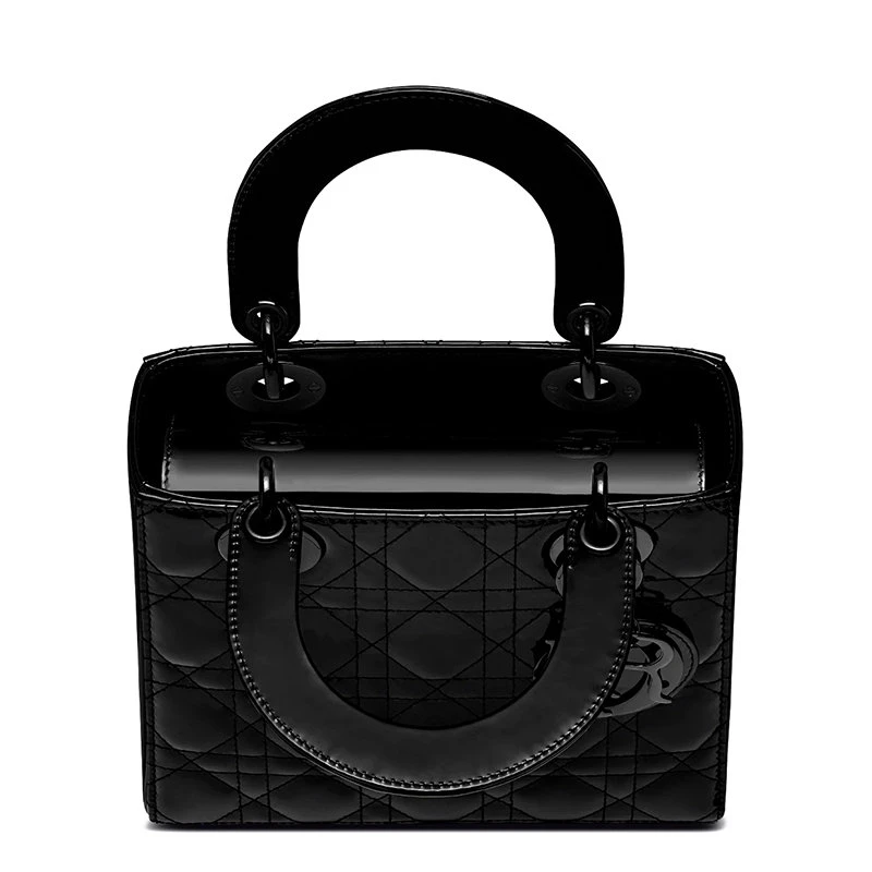 商品Dior|【预售3-7天】迪奥 2021秋冬 LADY DIOR系列 女士小号黑色亮漆藤格纹小牛皮拉链单肩手提戴妃包M0531NWDD_M900,价格¥40467,第5张图片详细描述