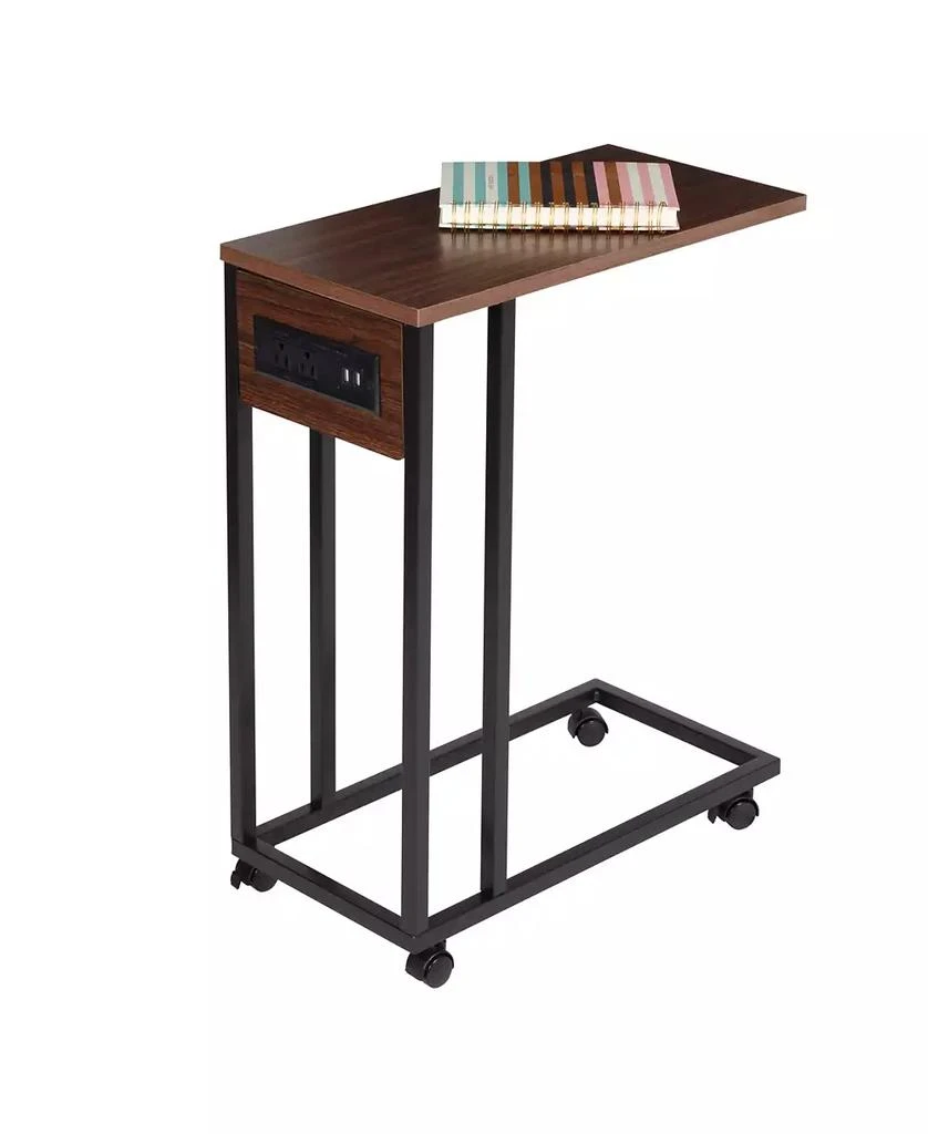 商品Honey Can Do|DNU C-Shaped with Outlets and Wheels Side Table,价格¥800,第1张图片