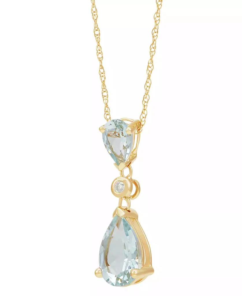 商品Macy's|Aquamarine Pear (1-1/2 ct. t.w.) & Diamond Accent Pendant Necklace in 14k Yellow Gold, 18",价格¥2356,第3张图片详细描述