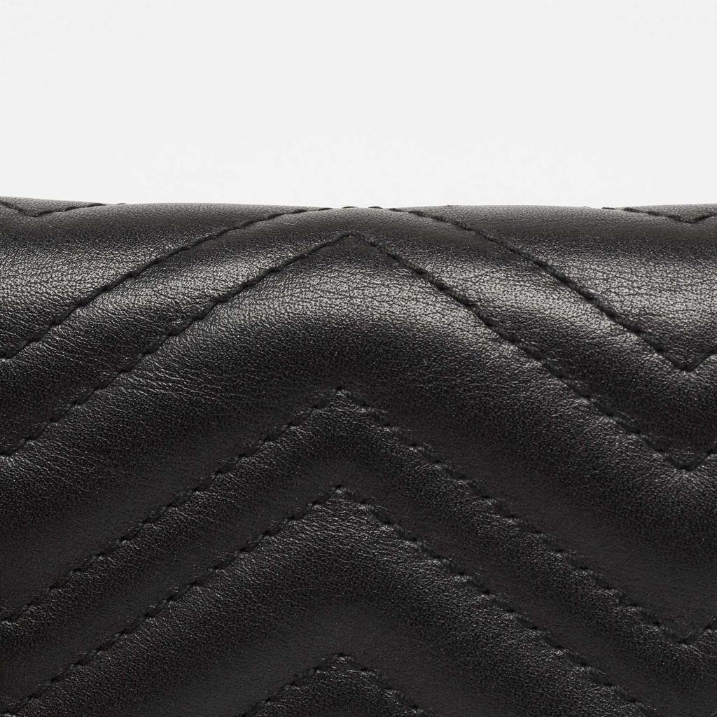 Gucci Black Matelasse Leather GG Marmont Card Case商品第7张图片规格展示