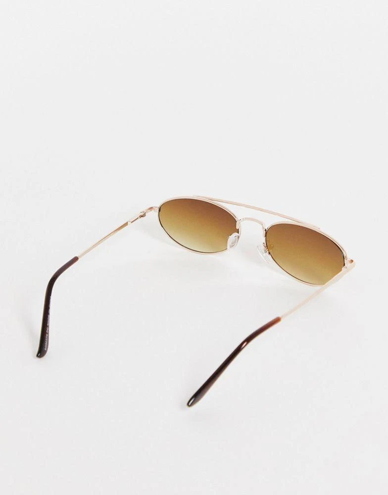 商品SVNX|SVNX aviator sunglasses in gold with thin frame,价格¥48,第2张图片详细描述