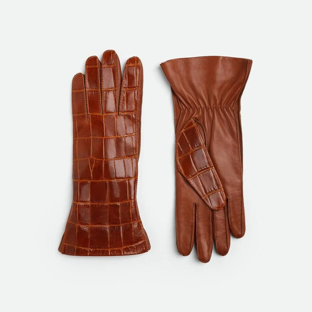 商品Bottega Veneta|【预售】 BV葆蝶家 24秋冬 女士 手套 Gants En Cuir Effet Crocodile 769187V3EL06361,价格¥5214,第1张图片