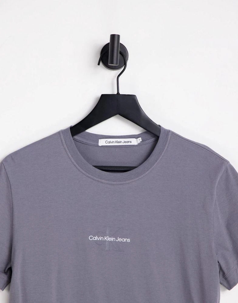 商品Calvin Klein|Calvin Klein Jeans tonal monogram logo t-shirt in grey,价格¥274,第3张图片详细描述