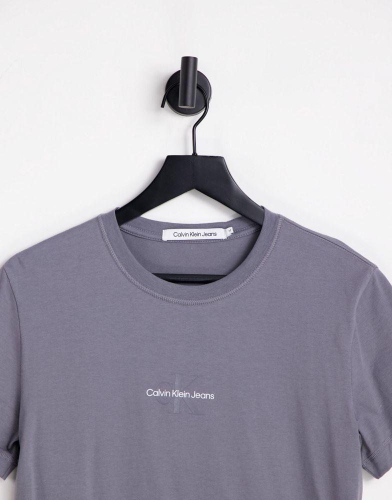 商品Calvin Klein|Calvin Klein Jeans tonal monogram logo t-shirt in grey,价格¥268,第5张图片详细描述