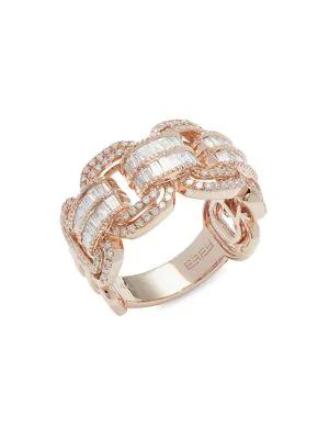 14K Rose Gold & Diamond Link Ring商品第1张图片规格展示