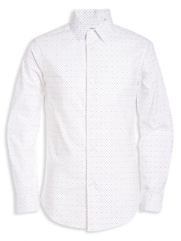 商品Calvin Klein|Boy's Husky Slim Fit Logo Polka Dot Shirt,价格¥225,第1张图片