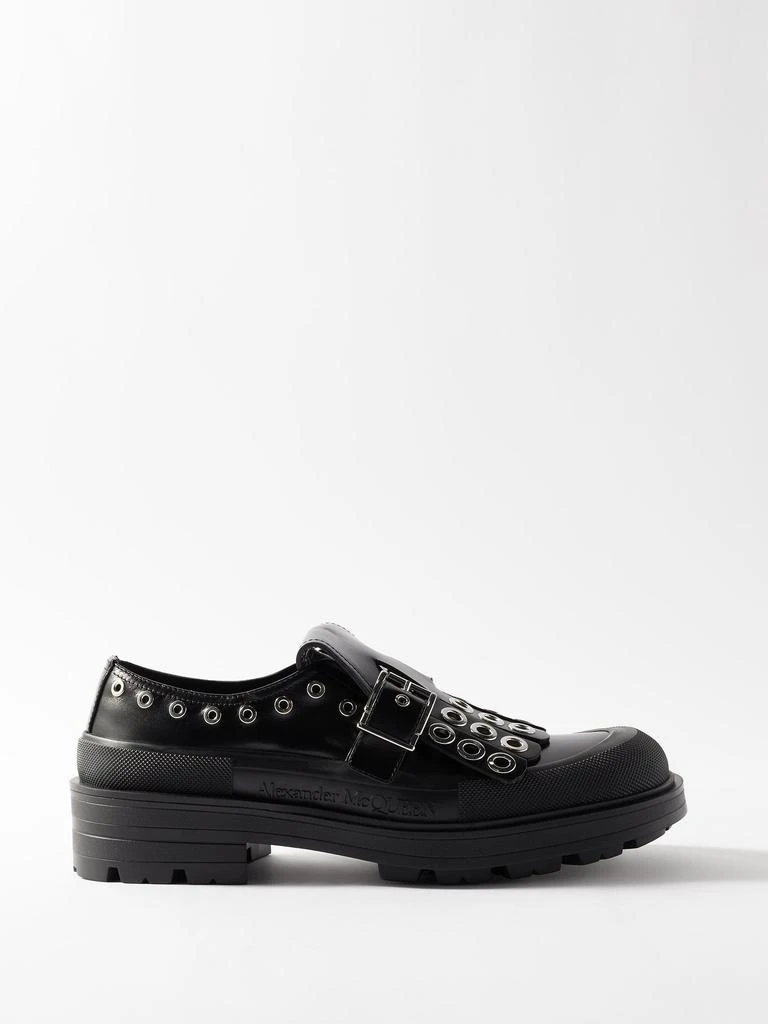 商品Alexander McQueen|Stack eyelet-studded leather Derby shoes,价格¥8625,第1张图片