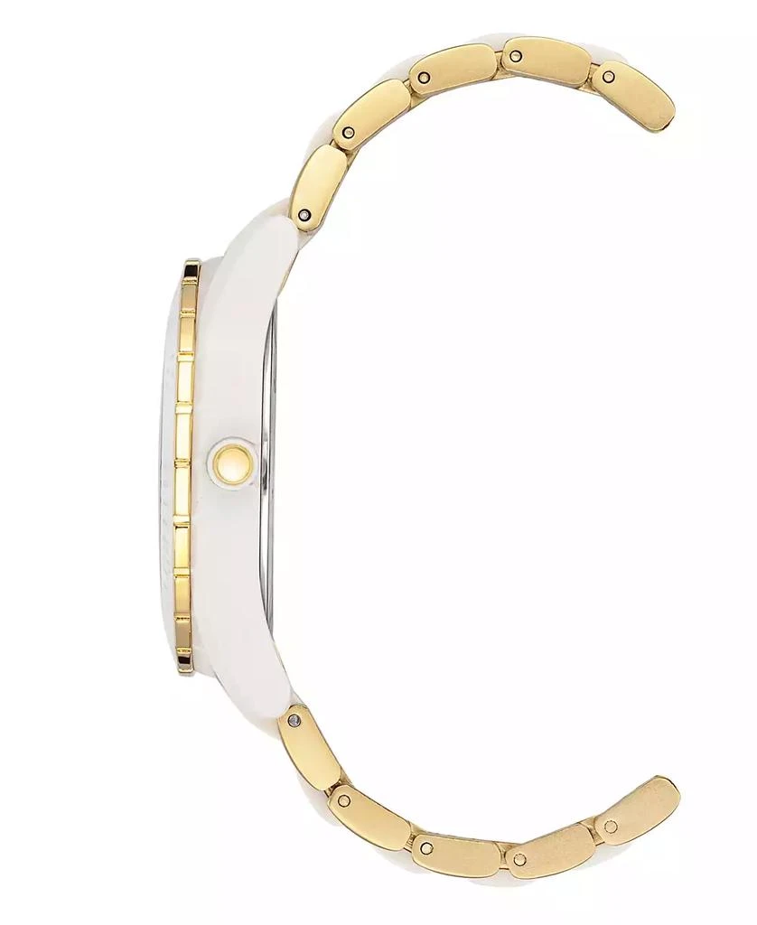 商品Anne Klein|Women's Gold-Tone and White Solar Ocean Work Plastic Bracelet Watch, 38.5mm,价格¥648,第2张图片详细描述