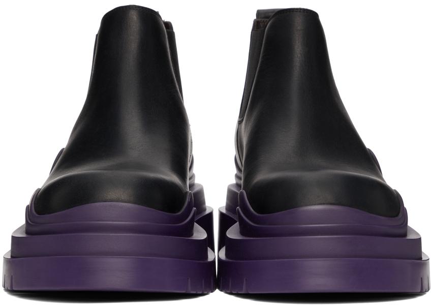 Black & Purple Low 'The Tire' Chelsea Boots商品第2张图片规格展示