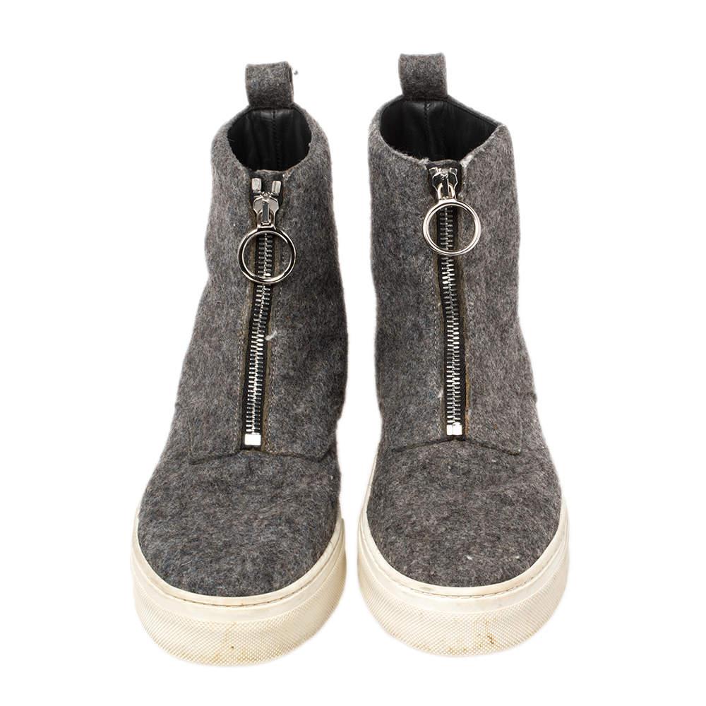 Celine Grey Wool Felt High Top Zip Up Sneaker Size 38商品第3张图片规格展示