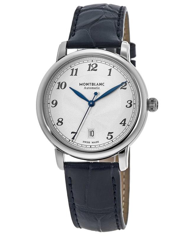 Montblanc Star Legacy Silver White Dial Leather Strap Men's Watch 117574商品第1张图片规格展示