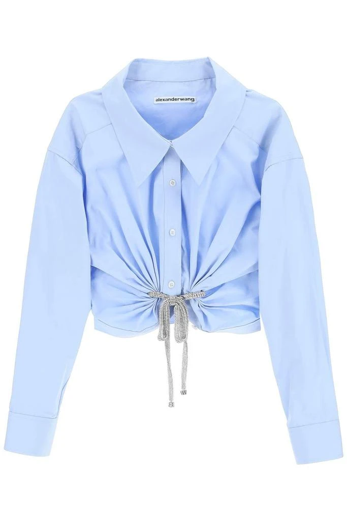 商品Alexander Wang|Cropped shirt with rhinestone ribbon,价格¥1809,第1张图片