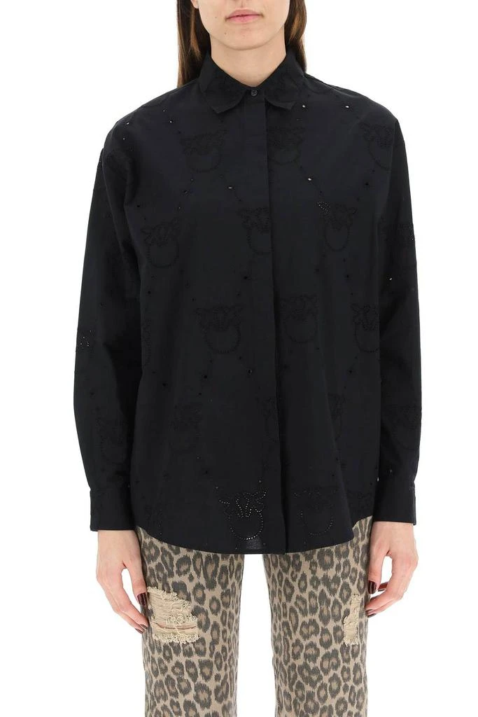 商品PINKO|Pinko Monogram Broderie Long Sleeved Shirt,价格¥738,第2张图片详细描述