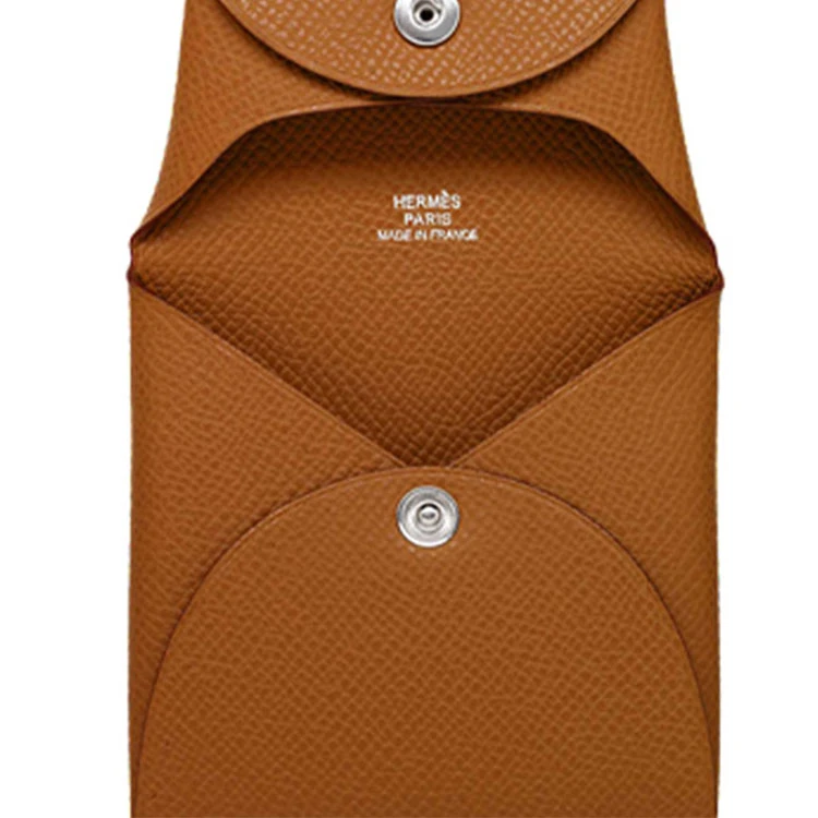 商品[国内直发] Hermes|爱马仕 Bastia 银扣 Epsom小牛皮 零钱包 女款 金棕,价格¥2381,第6张图片详细描述