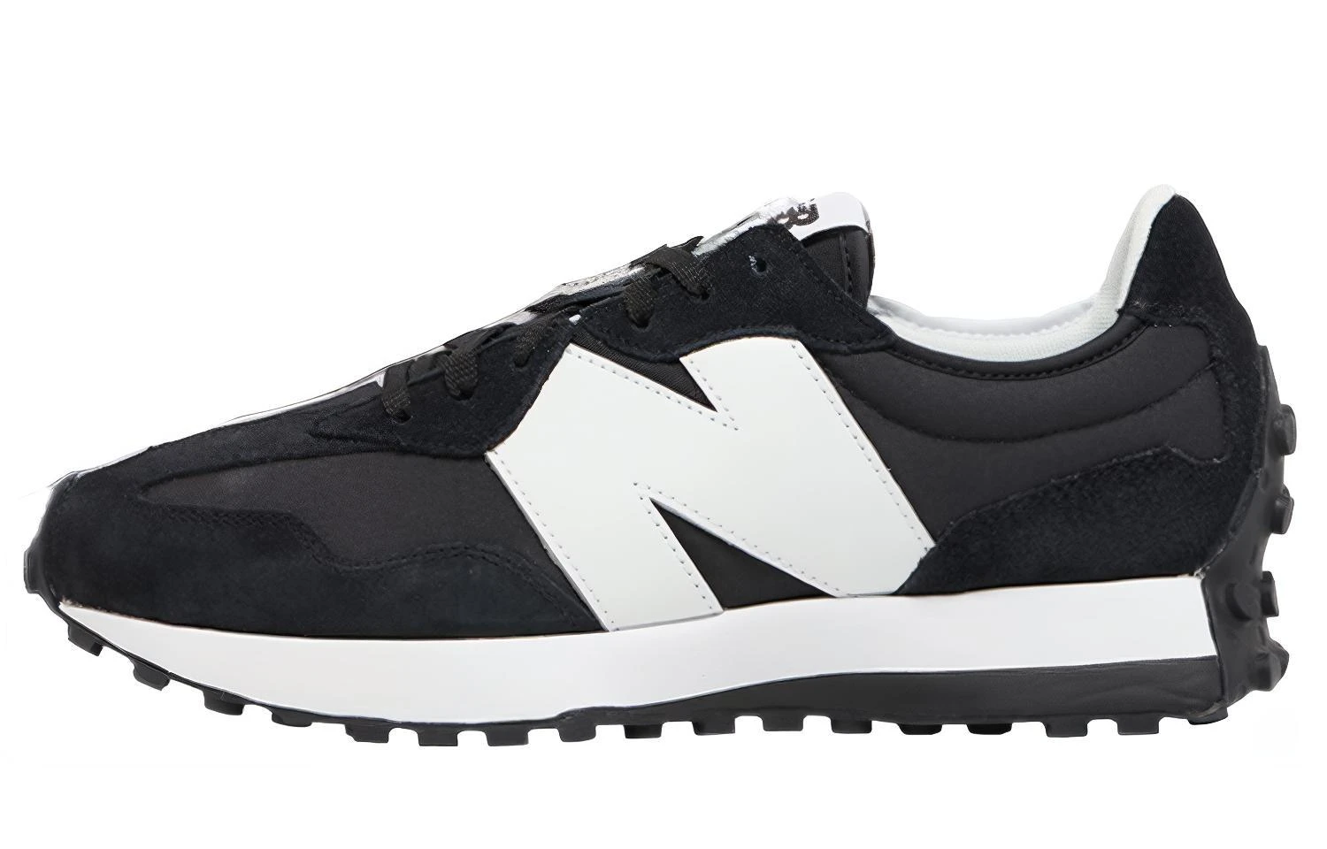 商品[国内直发] New Balance|Foot Locker x   NB 327 简约舒适 织物合成革减震 低帮 休闲跑步鞋 男款 黑白,价格¥660,第1张图片