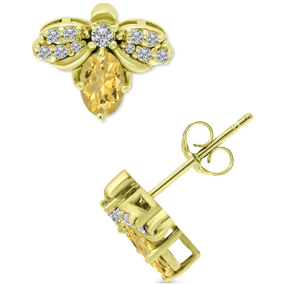 Cubic Zirconia Bee Stud Earrings in 18k Gold-Plated Sterling Silver, Created for Macy's商品第3张图片规格展示