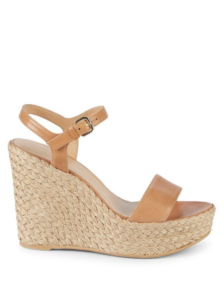 商品Stuart Weitzman|Single Leather Wedge Espadrilles,价格¥3353,第5张图片详细描述